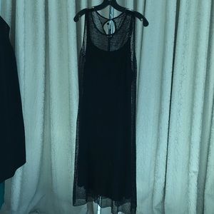 Eileen Fisher black lace dress with slip